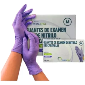 guantes nitrilo sin polvo lavanda x 100 u talle m