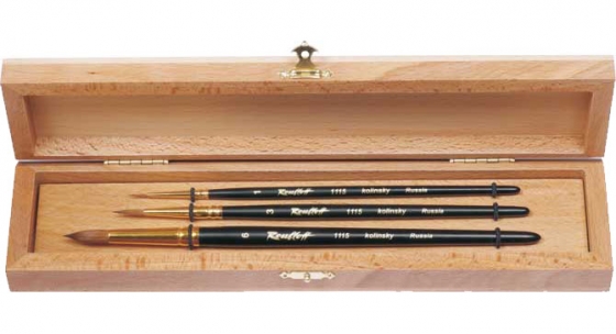KIT EXCLUCIVE CON CAJA DE MADERA 3 PINCELES PELO KILINSKY #6