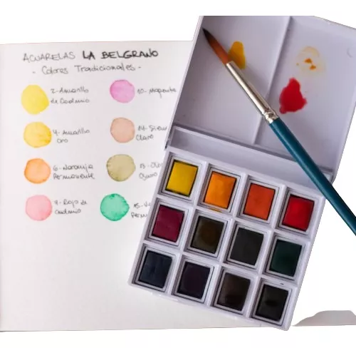 Set De Acuarela TRADICIONAL 12 Colores - Imagen 2