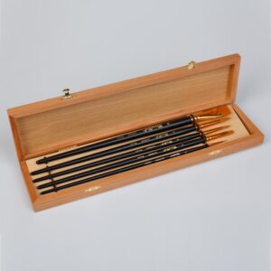KIT EXCLUCIVE CON CAJA DE MADERA 5 PINCELES  #3